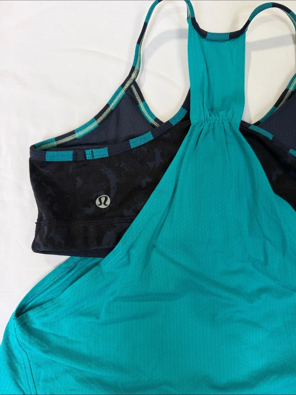 lululemon athletica Teal Racerback Tank with Black Built-In Bra